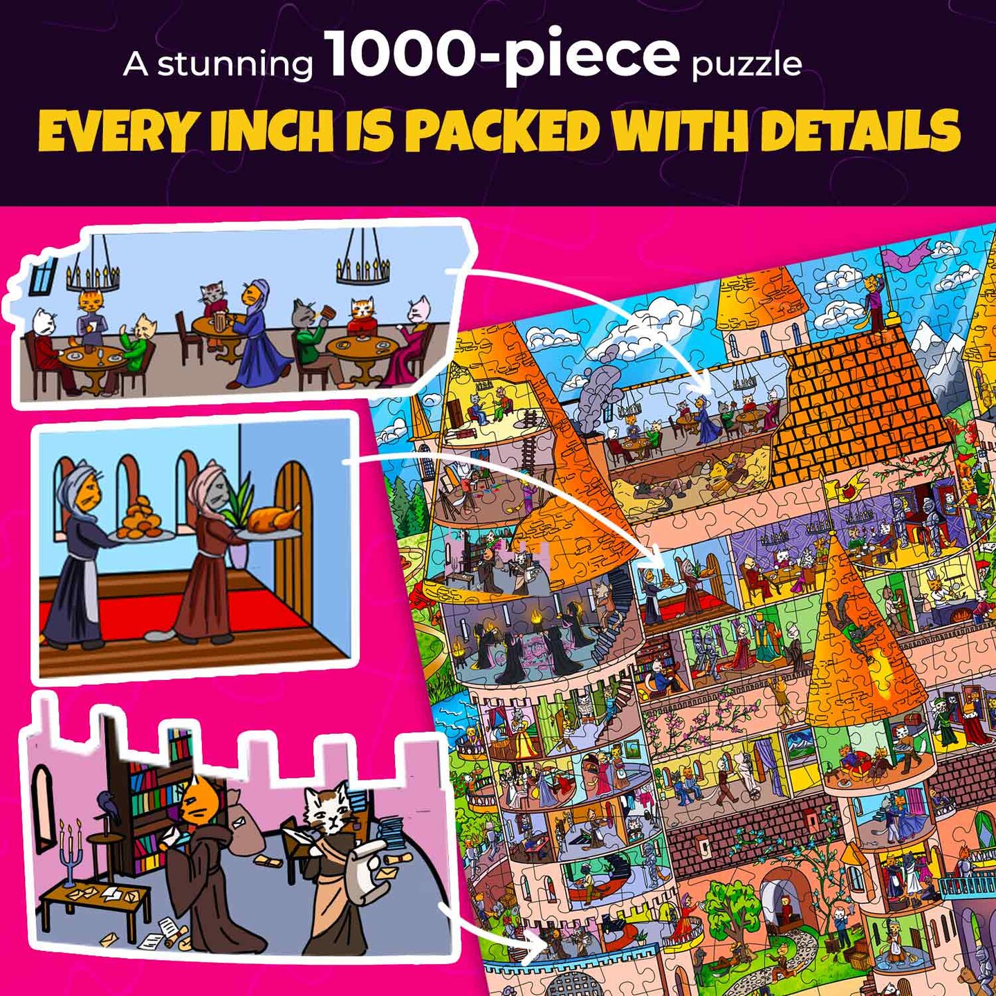 1000 Pcs Jigsaw Puzzle for Adults | Nighty Cats