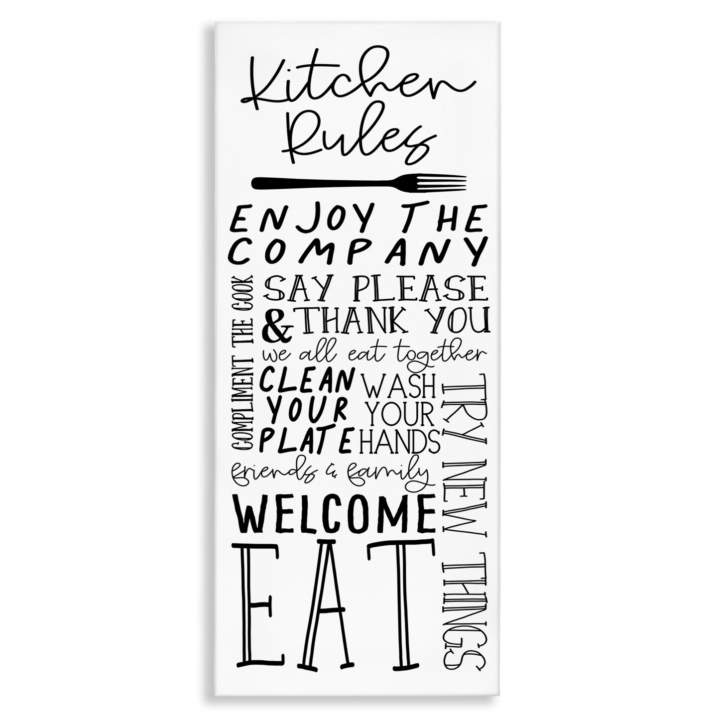 Stupell Industries Kitchen Rules Typography Canvas Wall Art Design by Nicole DeCamp