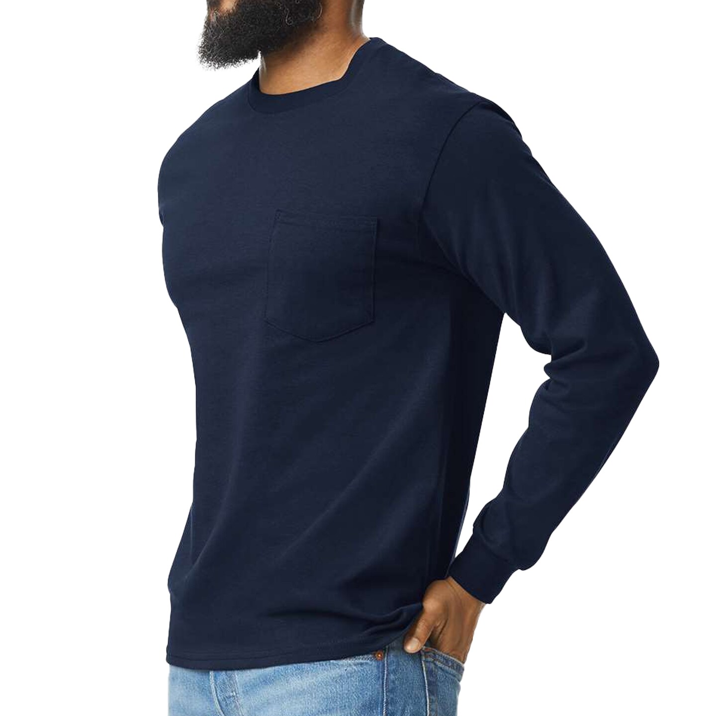Gildan Ultra Cotton Long Sleeve Pocket T-Shirt, Durable Adult Pullover