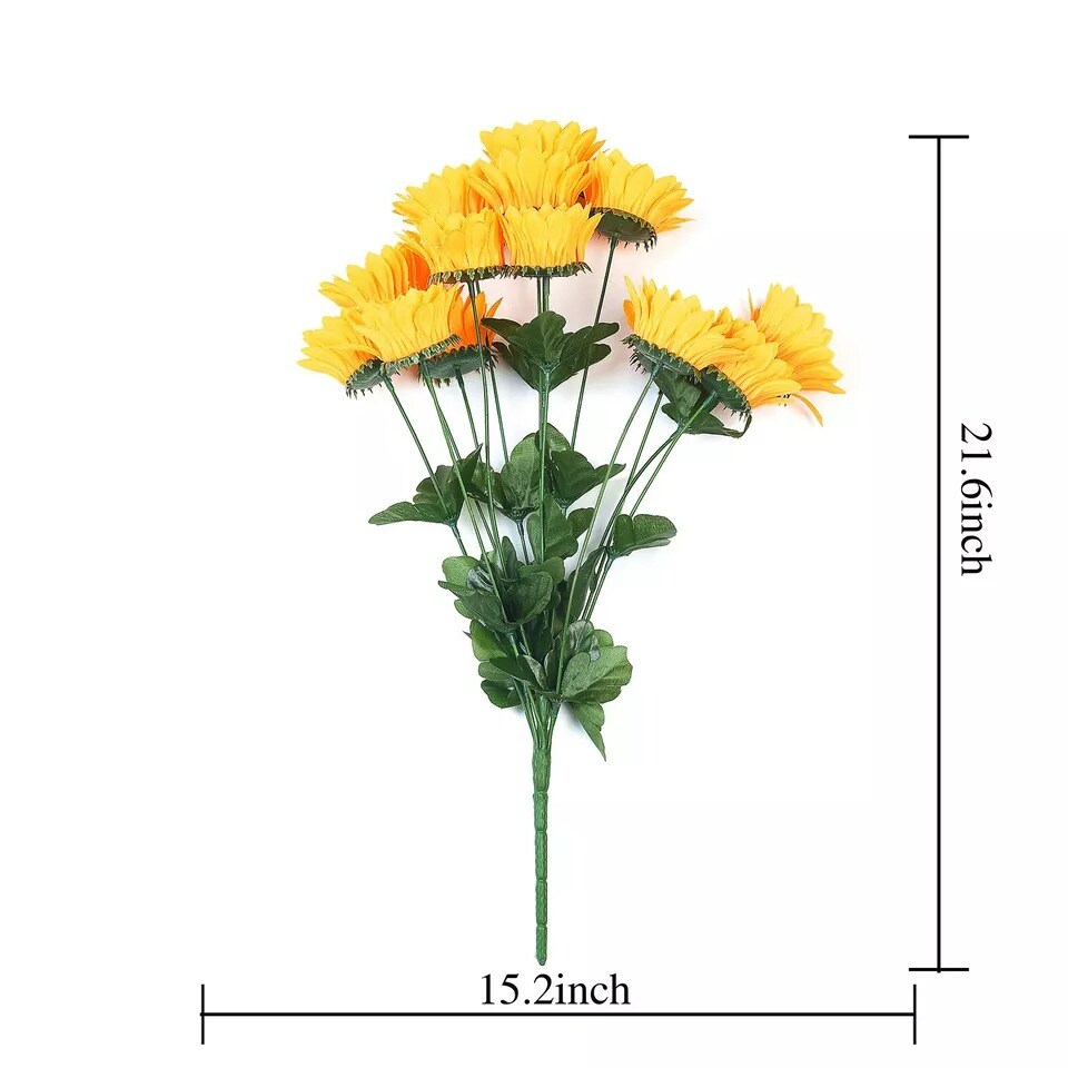70 pcs Yellow 21&#x22; Tall Artificial Silk Sunflowers - 5 Bushes Wedding Decorations