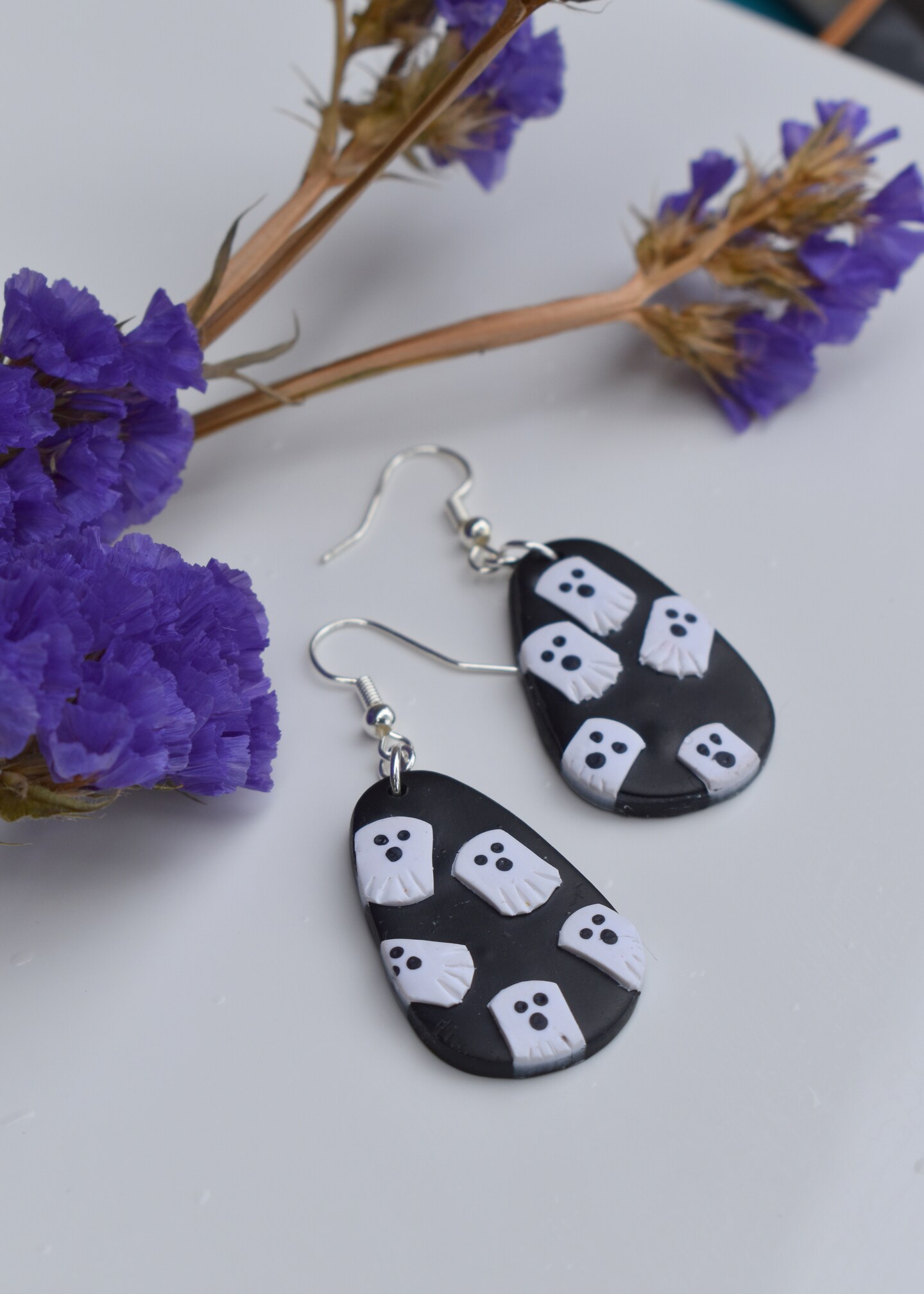 Dangle Earrings Polymer Clay Ghost Earrings Ghost Polymer Clay