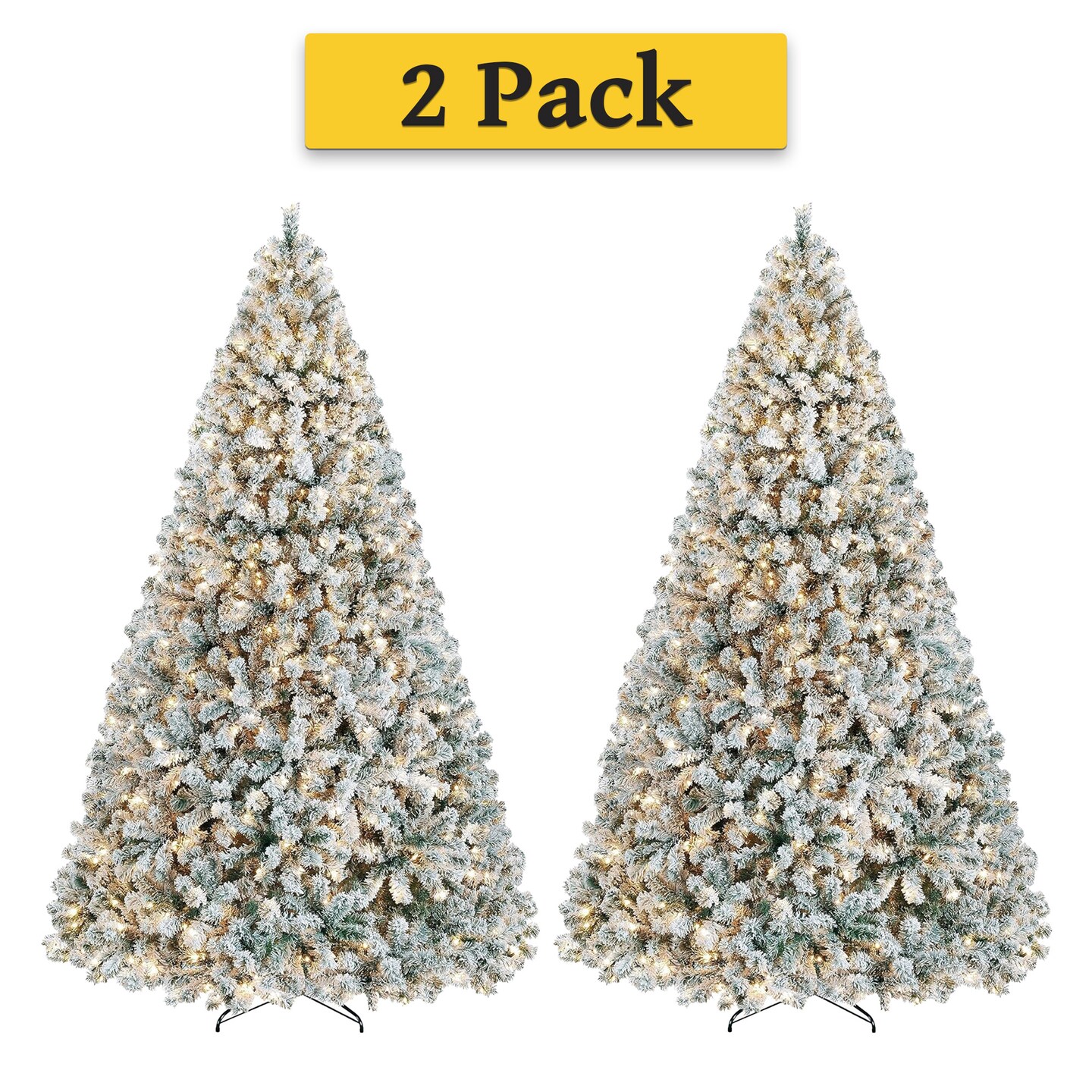 Yaheetech Pre-Lit Snow Flocked Artificial Christmas Tree