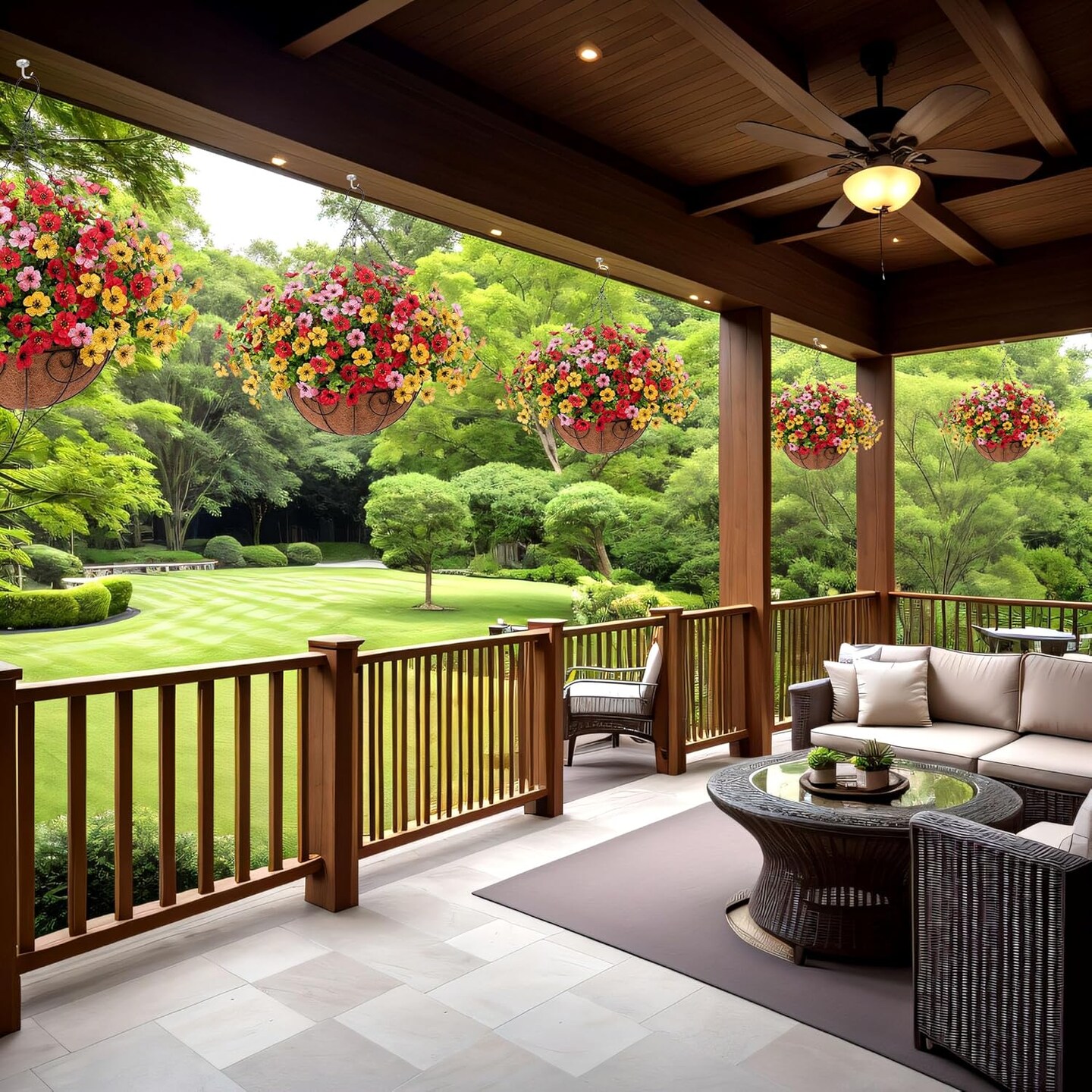 Autumn Artificial Flower Baskets Outdoor