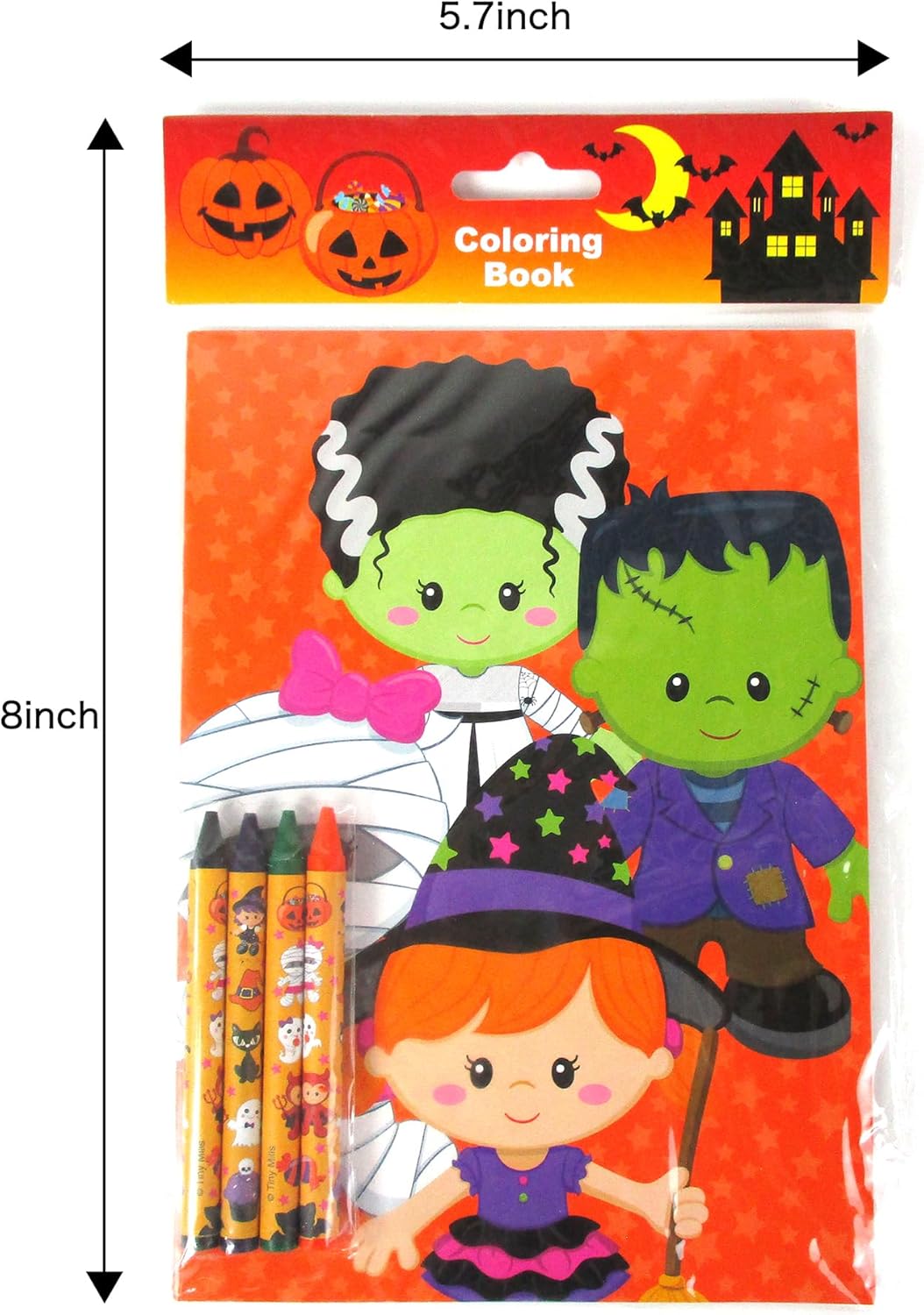 TINYMILLS Halloween Coloring Books for Kids with 12 Coloring Books and 48 Crayons