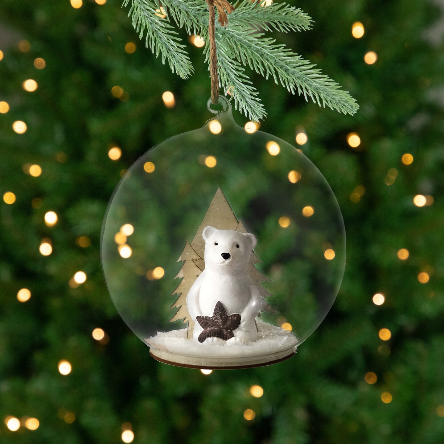 Northlight Polar Bear in Snow Glass Globe Christmas Ornament - 4.75"