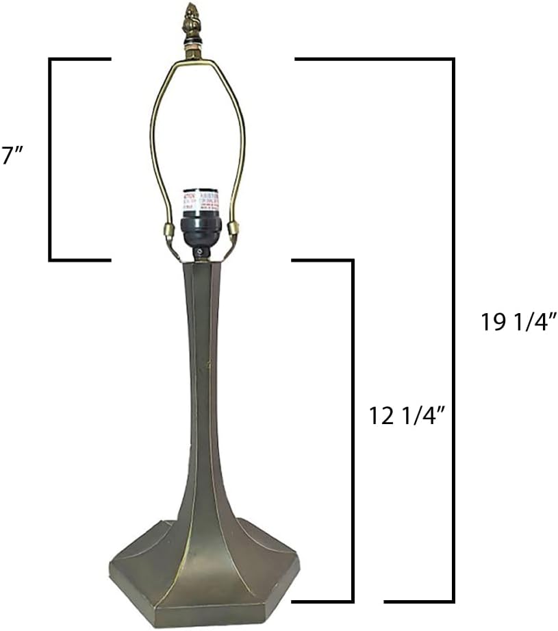 Contemporary Metal Lamp Base, Antique Bronze Finish With Gold Highlights, Nicely Weighted, 19-1/4" Tall