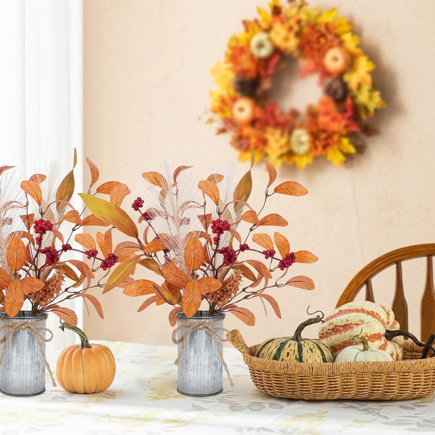 Artificial Fall Flowers in Vase