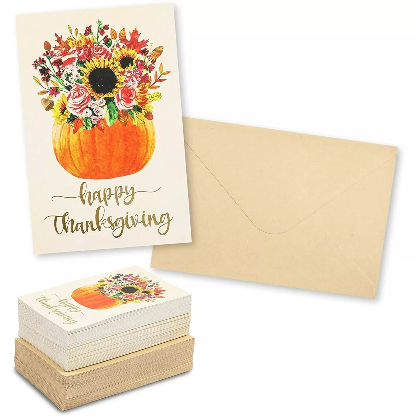 Thanksgiving Cards and Envelopes -60 Pack Holiday Fall Greeting Card Bulk 4 x 6"
