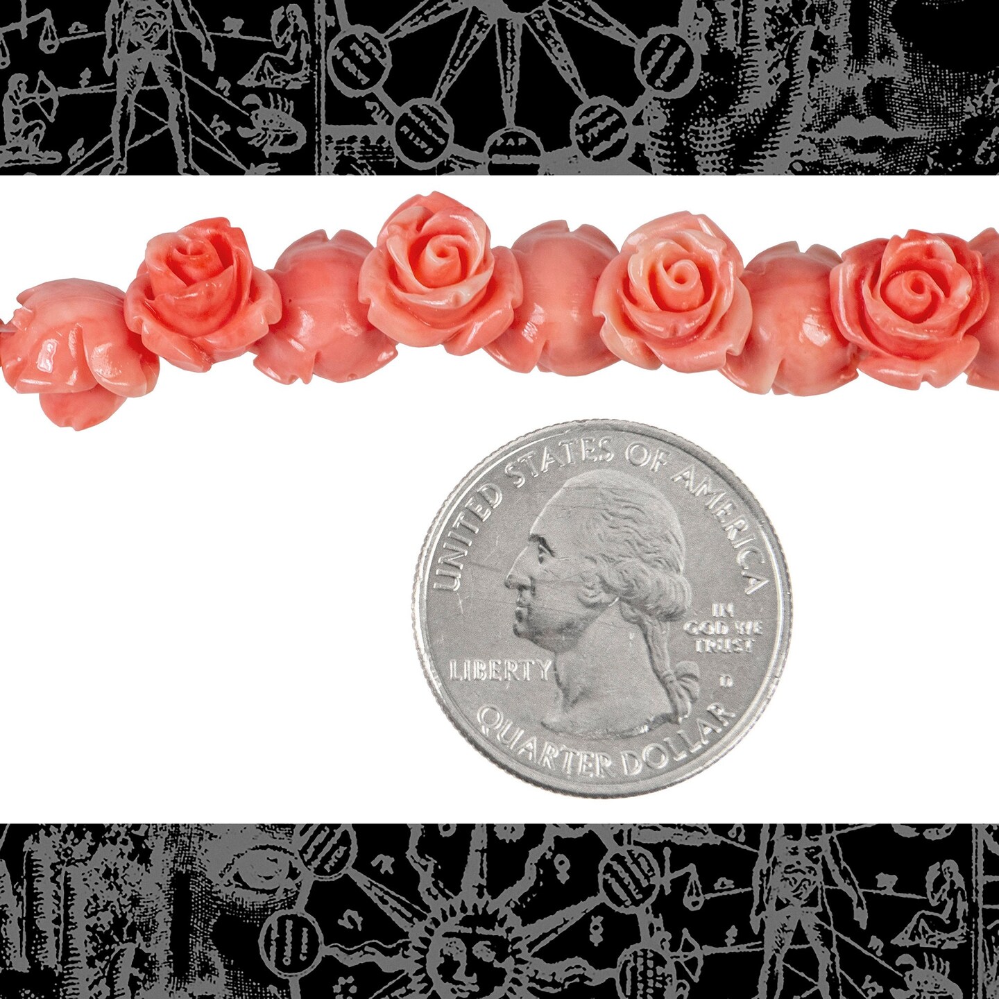 Carved Coral Rose Beads - Bead-B76