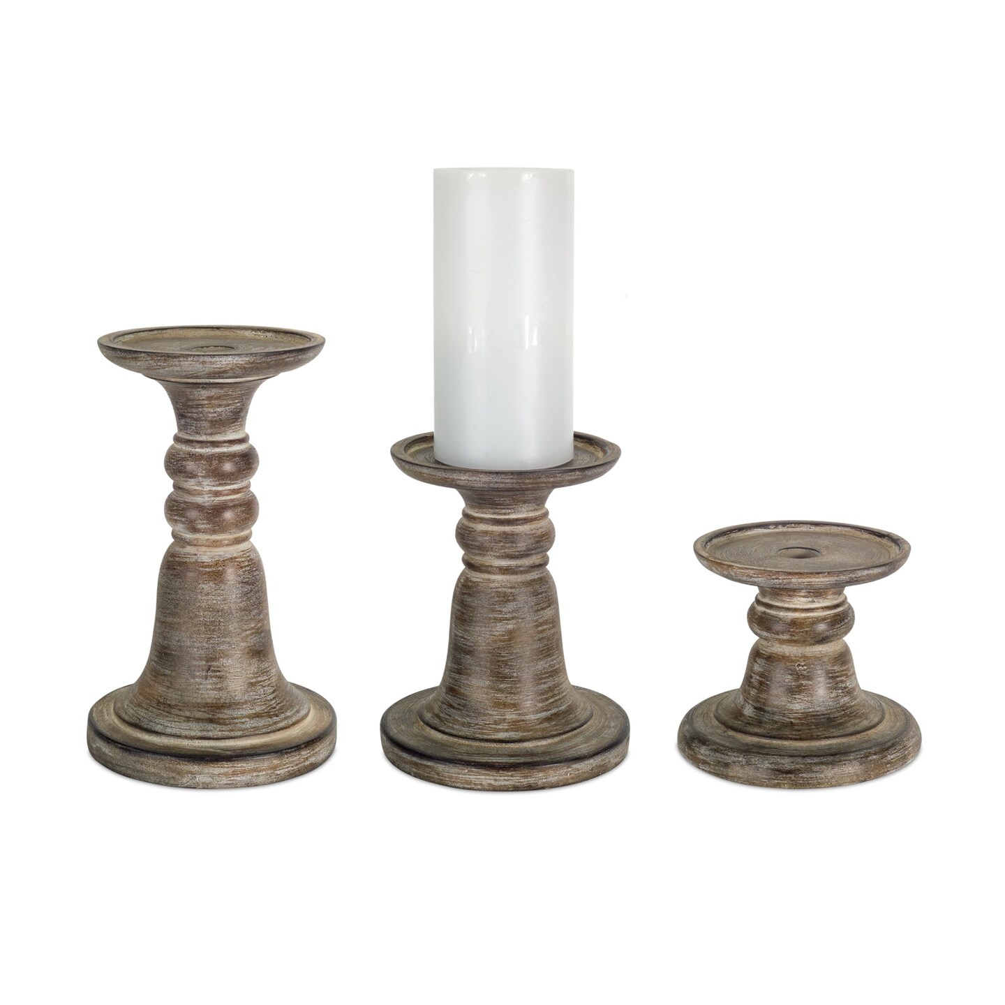 Melrose Set of 3 Antique Candle Holders 9.25&#x22;