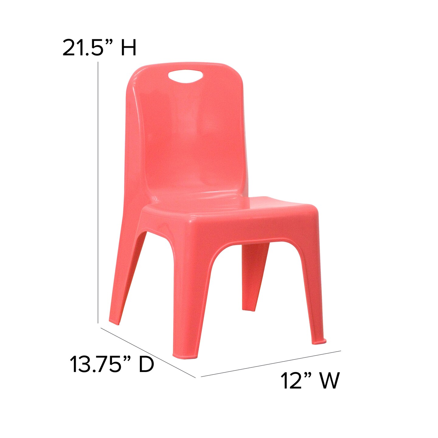 Emma and Oliver 2 Pack Plastic Stackable School Chair with Carrying Handle and 11&#x22;H Seat