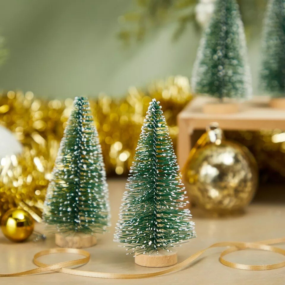 12 Pcs Mini Christmas Tree for Table Top Tiny Holiday Party Decoration 4.25x2x2"