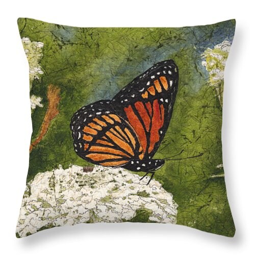 Pillow Viceroy Monarch Butterfly on Queen Annes Lace Watercolor