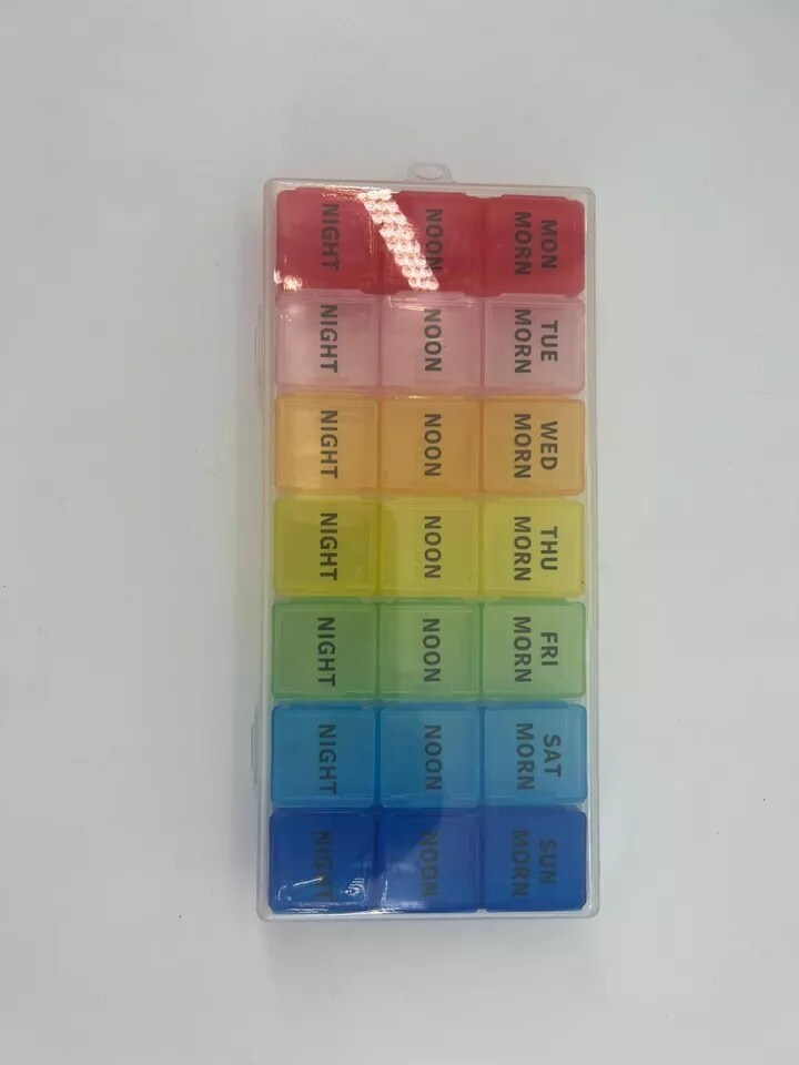 Weekly Pill Organizer Box Case Holder Sorter Caddy 7 Day Am Pm Daily 3 - Times