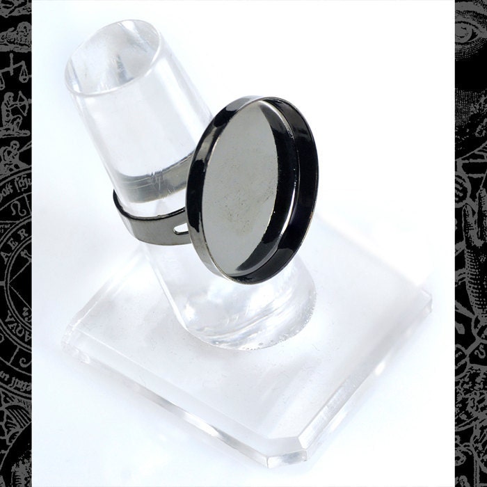Gunmetal Ring Blanks with Deep Round Settings for 25mm / One inch - Set of Six- RING13
