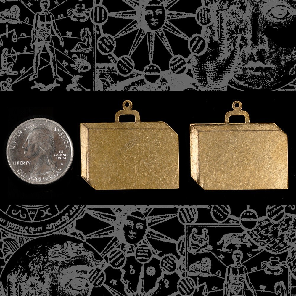 Antiqued Brass Road Trip Suitcase Pendant with Stickers - Set of Two - AB-P93