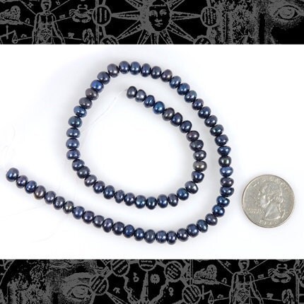 5-6mm Black Button Freshwater Pearls - XXX - Pearl-02