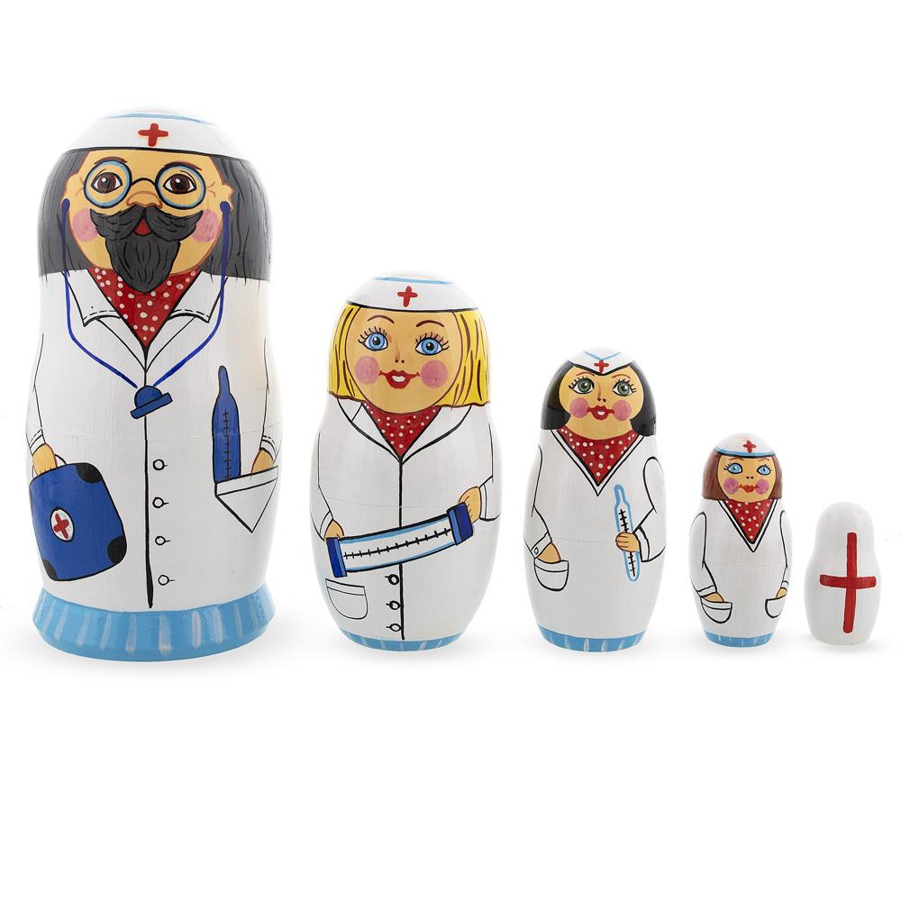 Doctor &#x26; Nurses Wooden Nesting Dolls