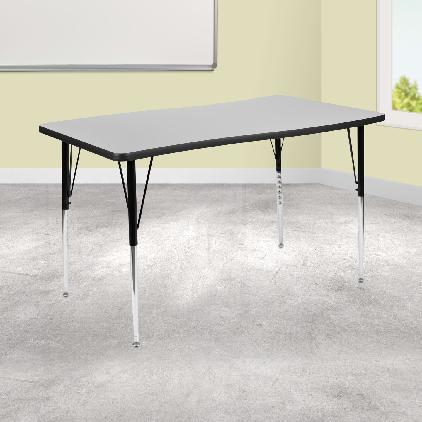 Emma and Oliver 28"W x 47.5"L Rectangle Wave Flexible Collaborative Adjustable Height Activity Table