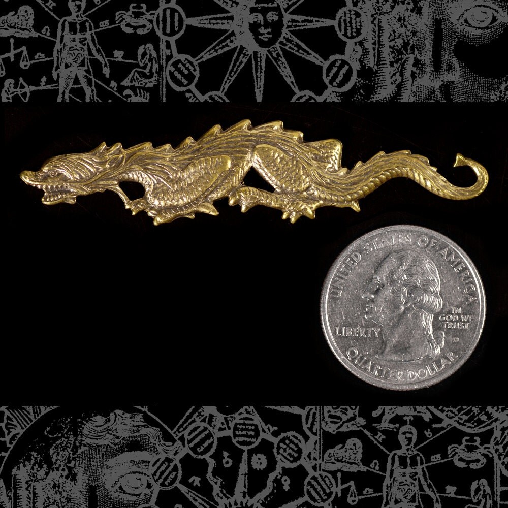 Antiqued Brass Dragon Wrap Filigree - AB-P70