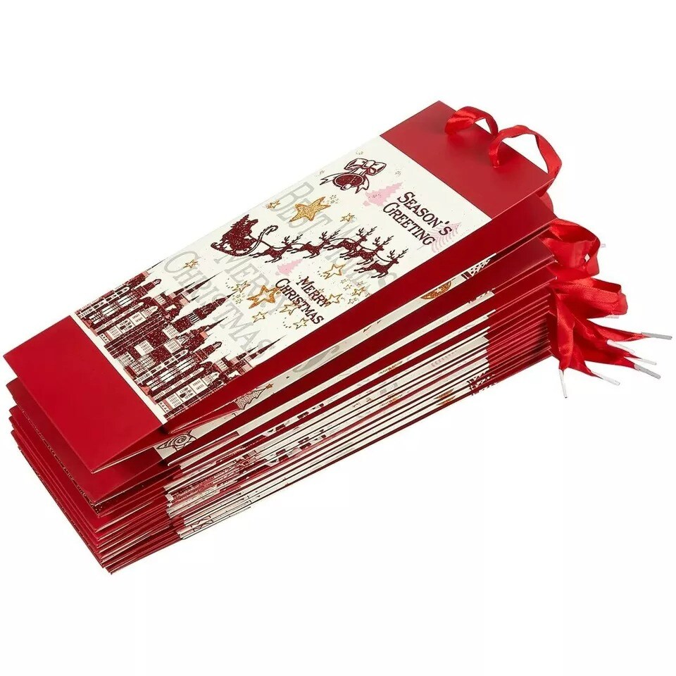 12 Pack Christmas Wine Bags, Paper Tote Gift Wrapping Bag with Handles 4x5x13.5"