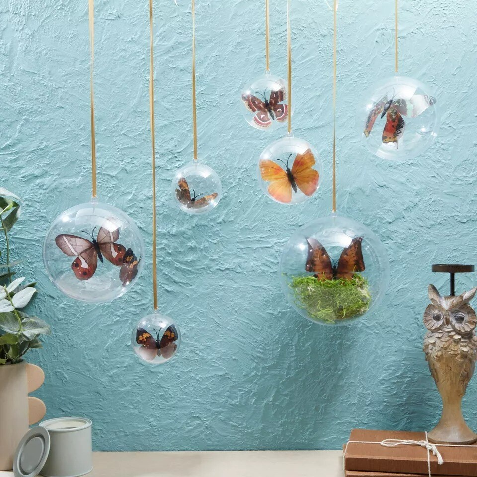 24x Clear Plastic Fillable Ornaments for Hanging Decoration DIY Art Crafts 3.15"