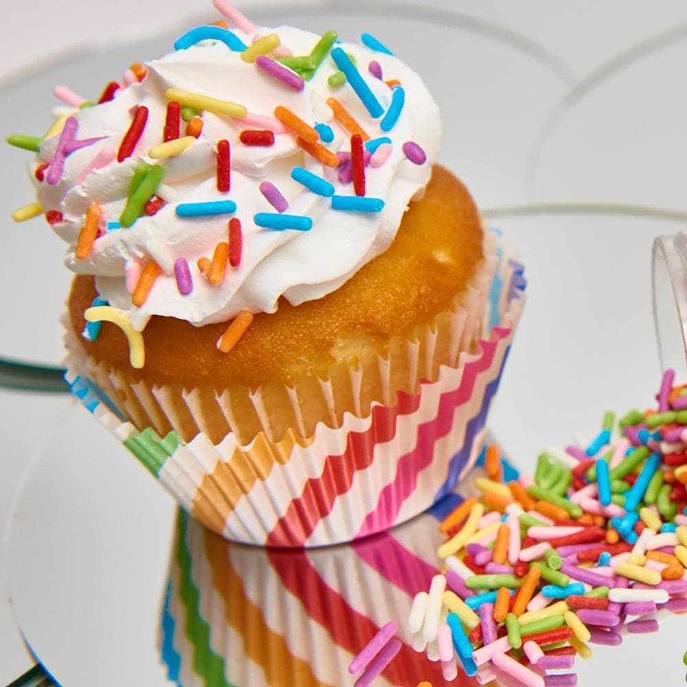 Rainbow Swirl Print Pattern Standard Size Cupcake Wrappers &#x26; Liners | 25 PC Set