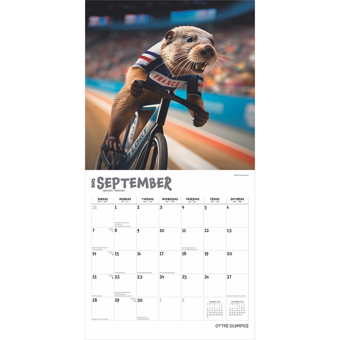 Otter Olympics | 2025 12 x 24 Inch Monthly Square Wall Calendar | Plastic-Free | BrownTrout | Animals Fun Humor