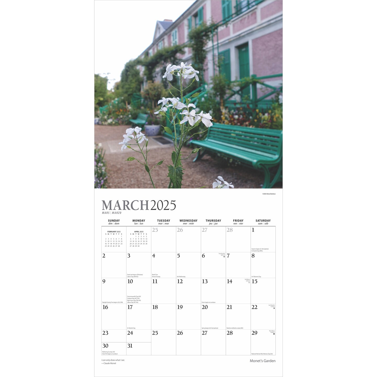 Monet&#x27;s Garden | 2025 12 x 24 Inch Monthly Square Wall Calendar | Foil Stamped Cover | Plato | Impressionism Artist Outdoor