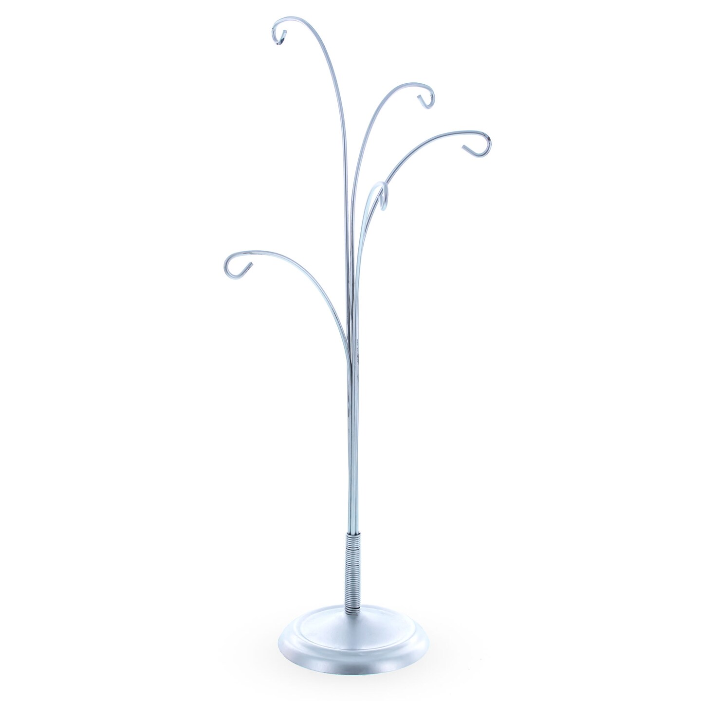 5-Arm Scroll Tree Branches Silver Metal Ornament Display Stand 14.5 Inches (Poland)