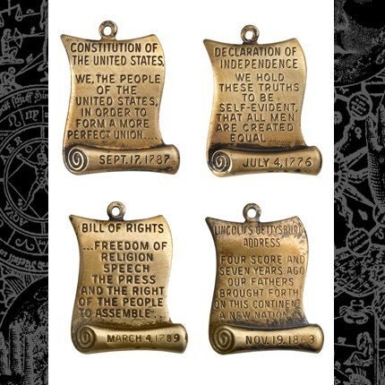 Raw Brass United States Patriotic Charms - Set of Four - B-C17
