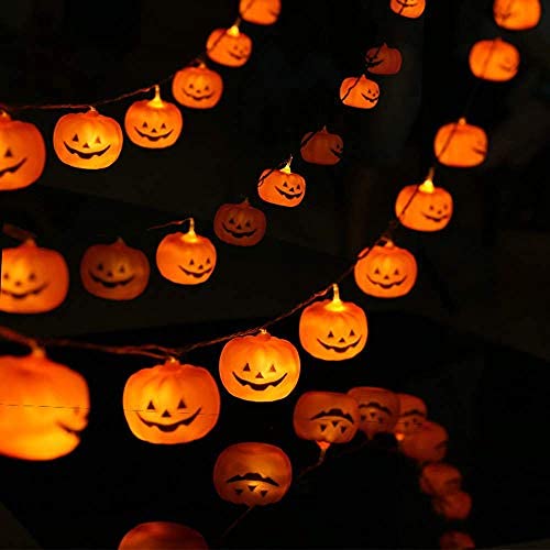 20 LED Pumpkin String Lights 9.8 Feet Halloween Decor, 2 Modes Steady and Flickering Lights for Indoor, Outdoor, Festival, Party, Holiday, Halloween Decorations