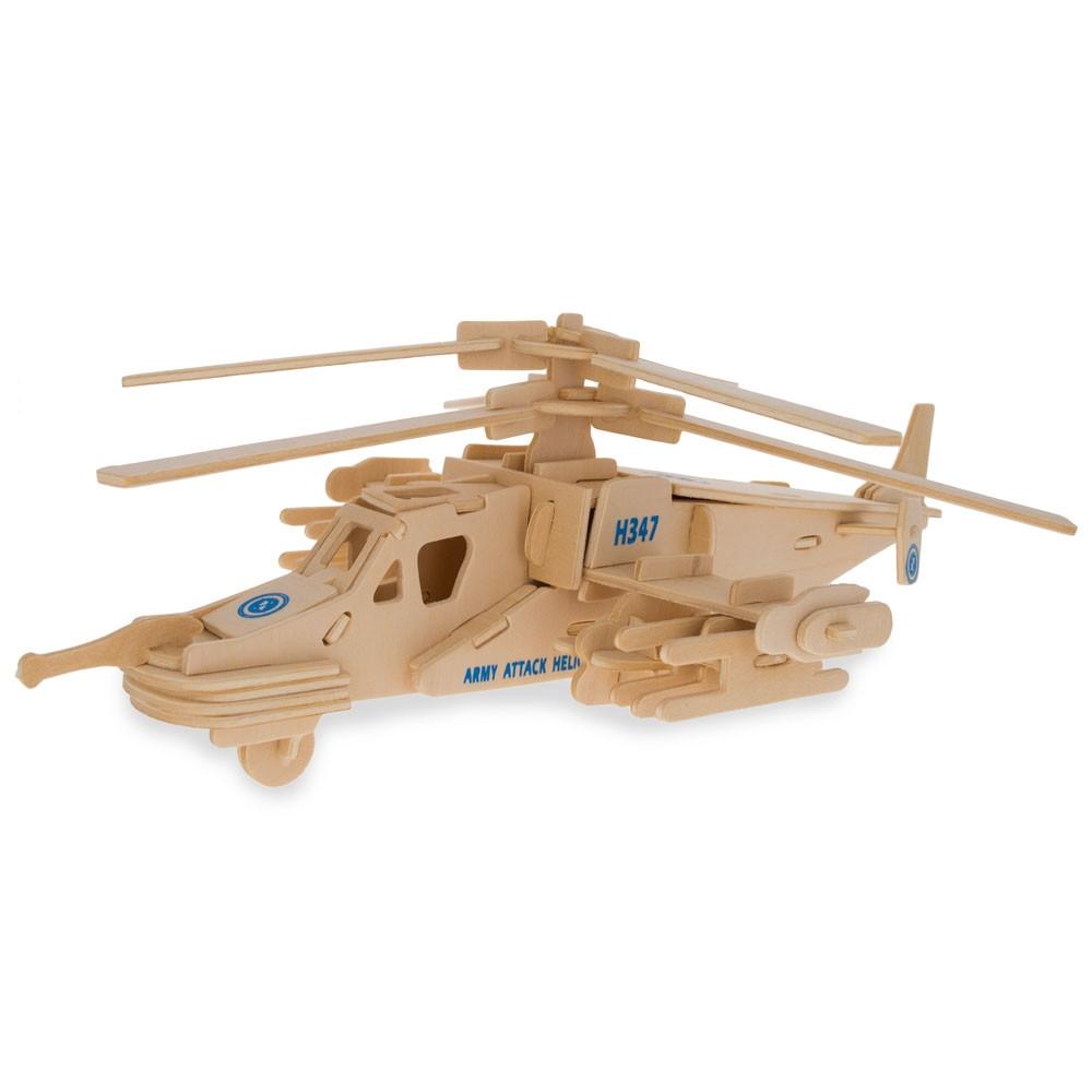 Battle Fighter Helicopter Model Kit Wooden 3D Puzzle