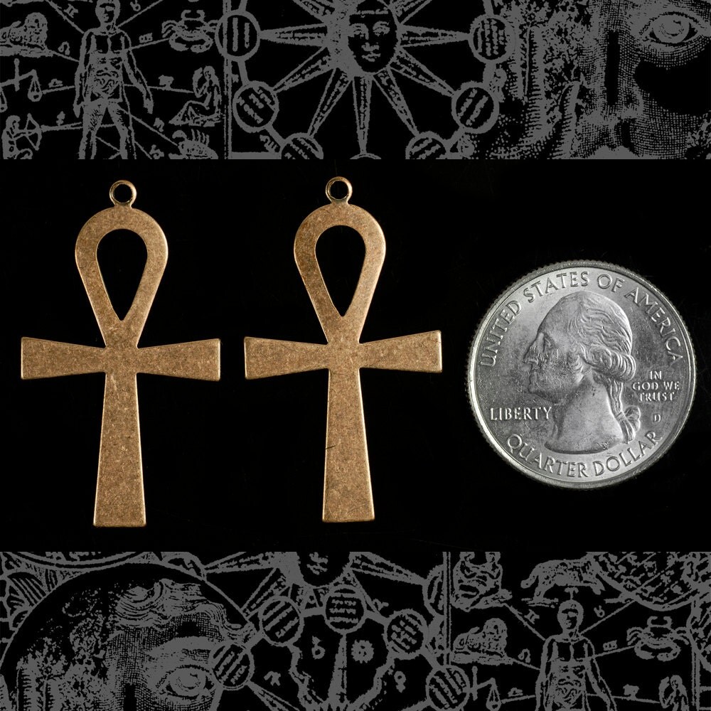 Antiqued Copper Plated Brass Ankh Pendants - Set of Two - C-P56