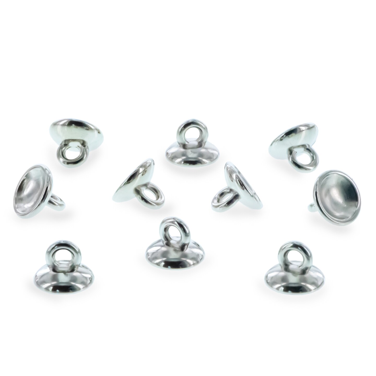 10 Large Loop Silver Plastic Ornament Caps Ball or Ball or Egg Top Findings, End Caps 0.39 Inches (10 mm)