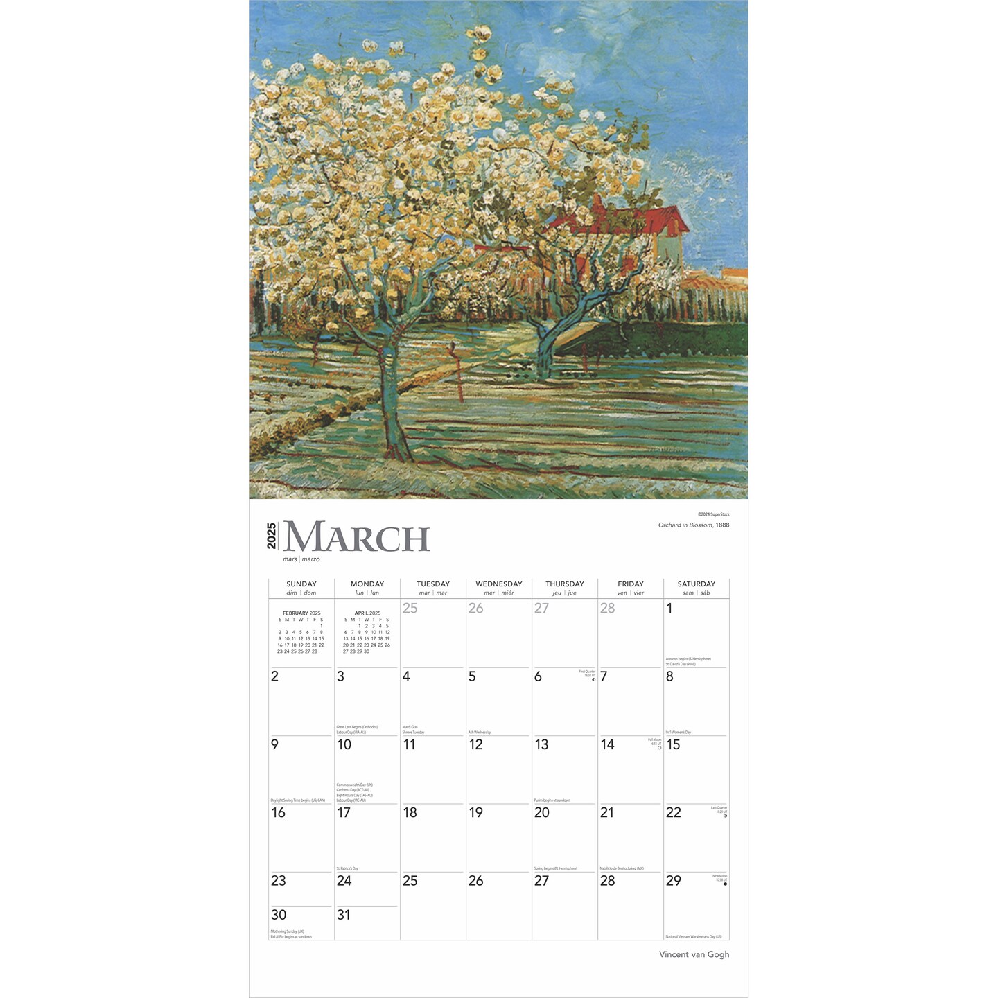Vincent van Gogh | 2025 12 x 24 Inch Monthly Square Wall Calendar | Plastic-Free | BrownTrout | Dutch Post-Impressionist Artist