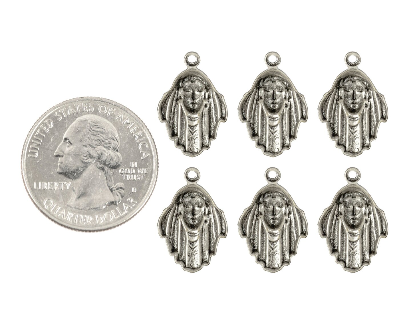 Antiqued Silver Plated Brass Gypsy Charms - Set of Six - S-C11