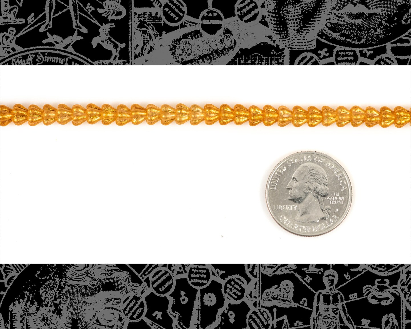 6mm x 4mm Glass Bell Flower Beads in Golden Yellow - One Strand with Apx 50 beads - XXX - GB-FB21