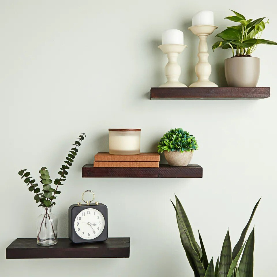 3 Pack Wooden Floating Shelf Wall Mounted for Office, Bedrooms Decor, 15.7x5.5&#x22;