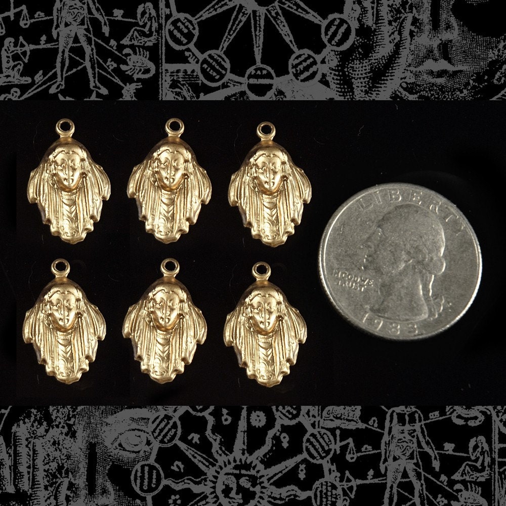 Raw Brass Gypsy Charms - Set of Six - B-C11