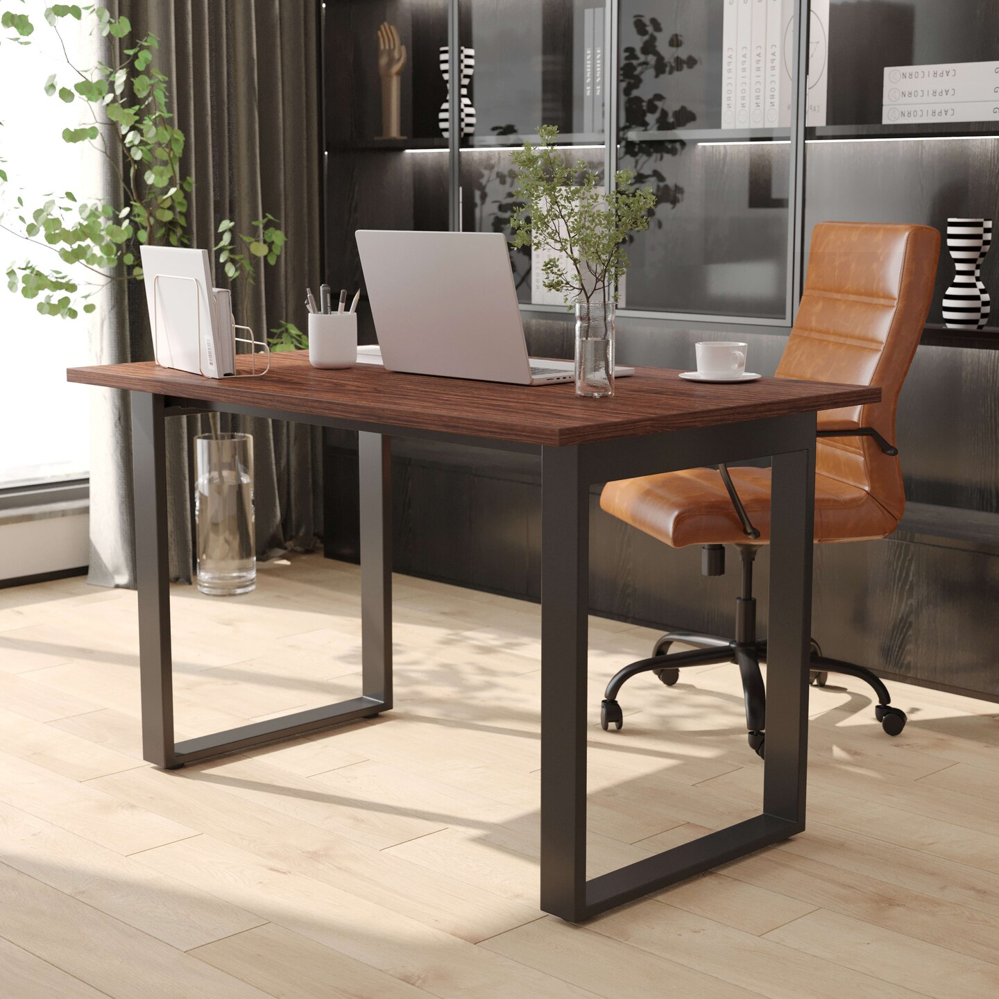 Emma and Oliver Remy 48x30 Dining or Gaming Table with Double Sided Laminate Table Top and Heavy Duty U-Frame Steel Base