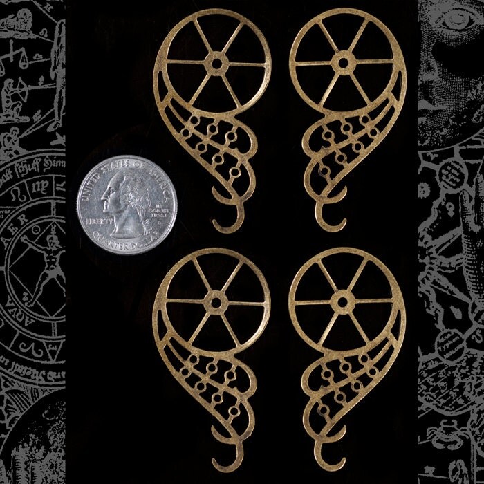 Antiqued Brass Plated Steampunk Angel Wings Charms Two Sets of Wings - AB-P67