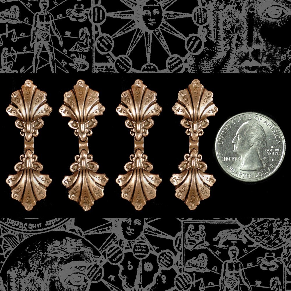 Antiqued Copper Plated Brass Shell Pinch Connector - Set of Four - C-O02