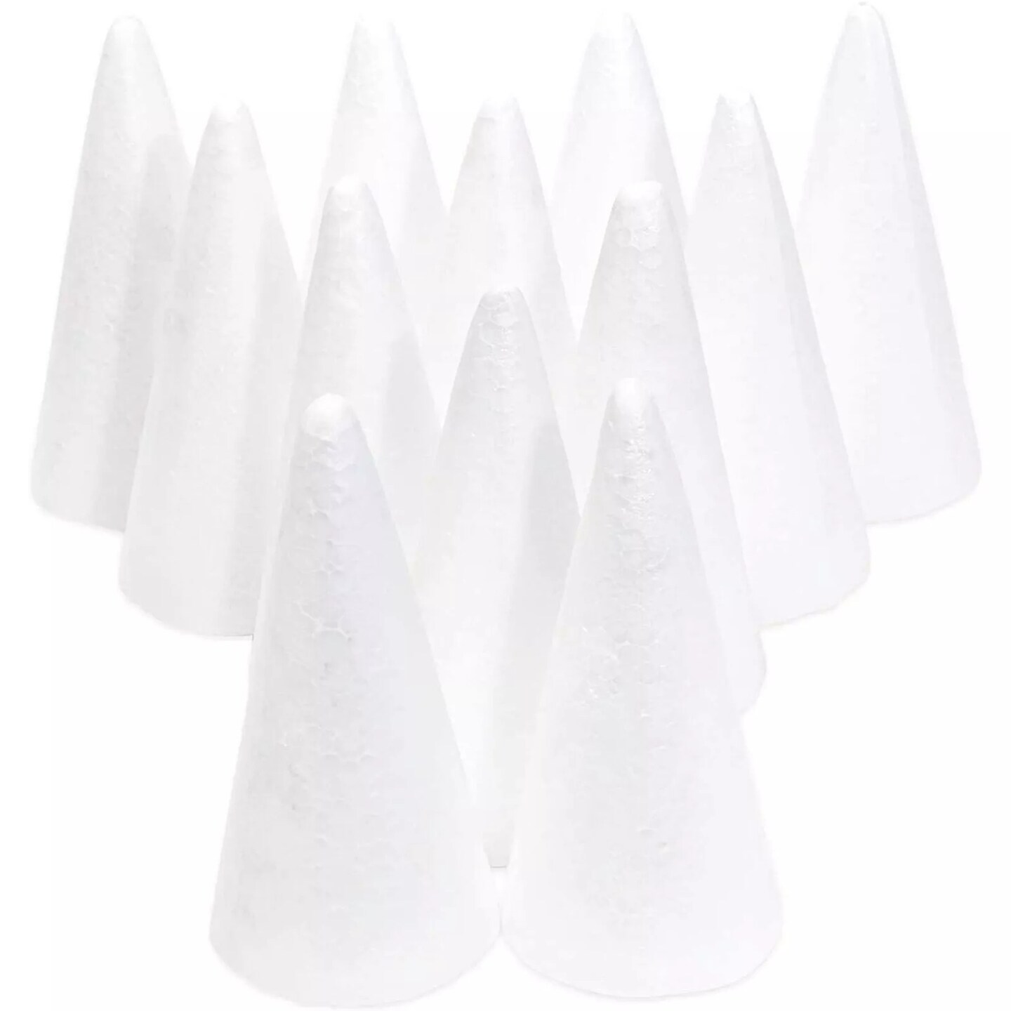 12 Pack Foam Cones for Crafts, Trees, Holiday Decorations (White, 2.7 x 5.5 In)