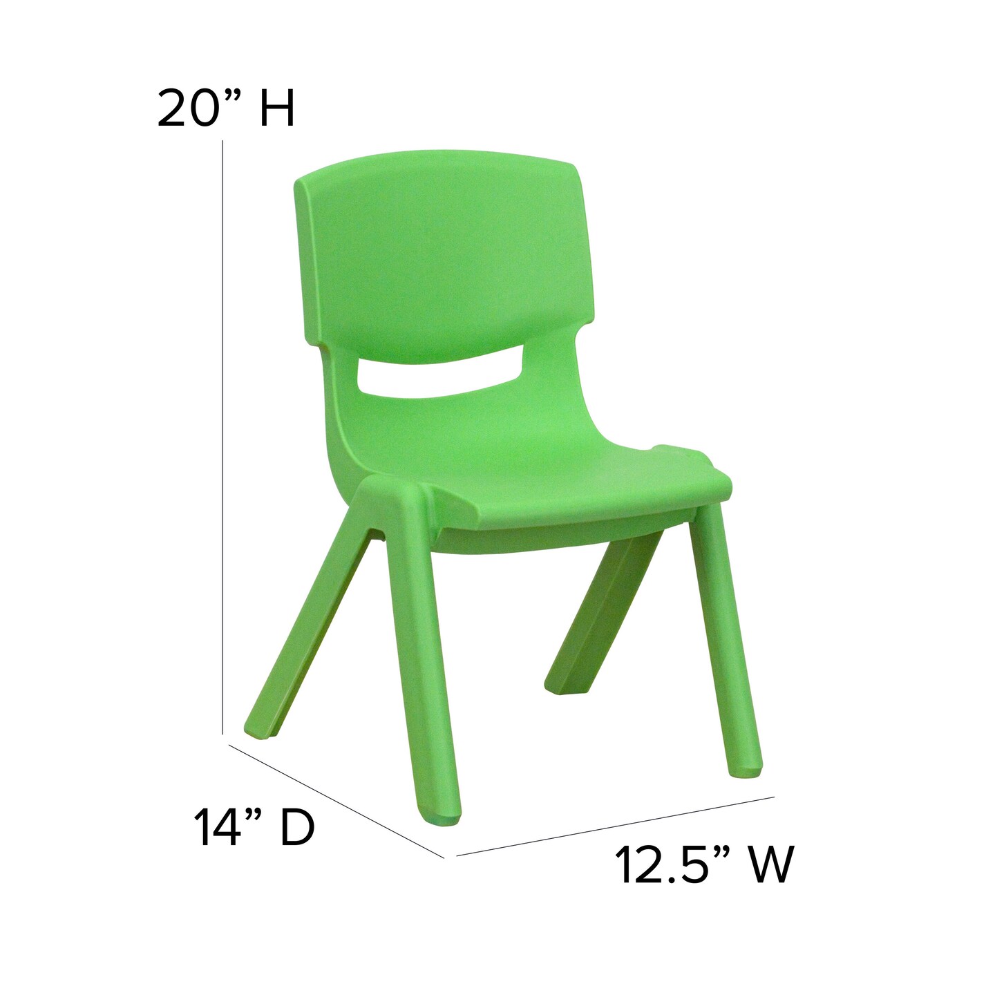 Emma and Oliver 2 Pack Plastic Stackable School Chair with 10.5"H Seat, Preschool Chair
