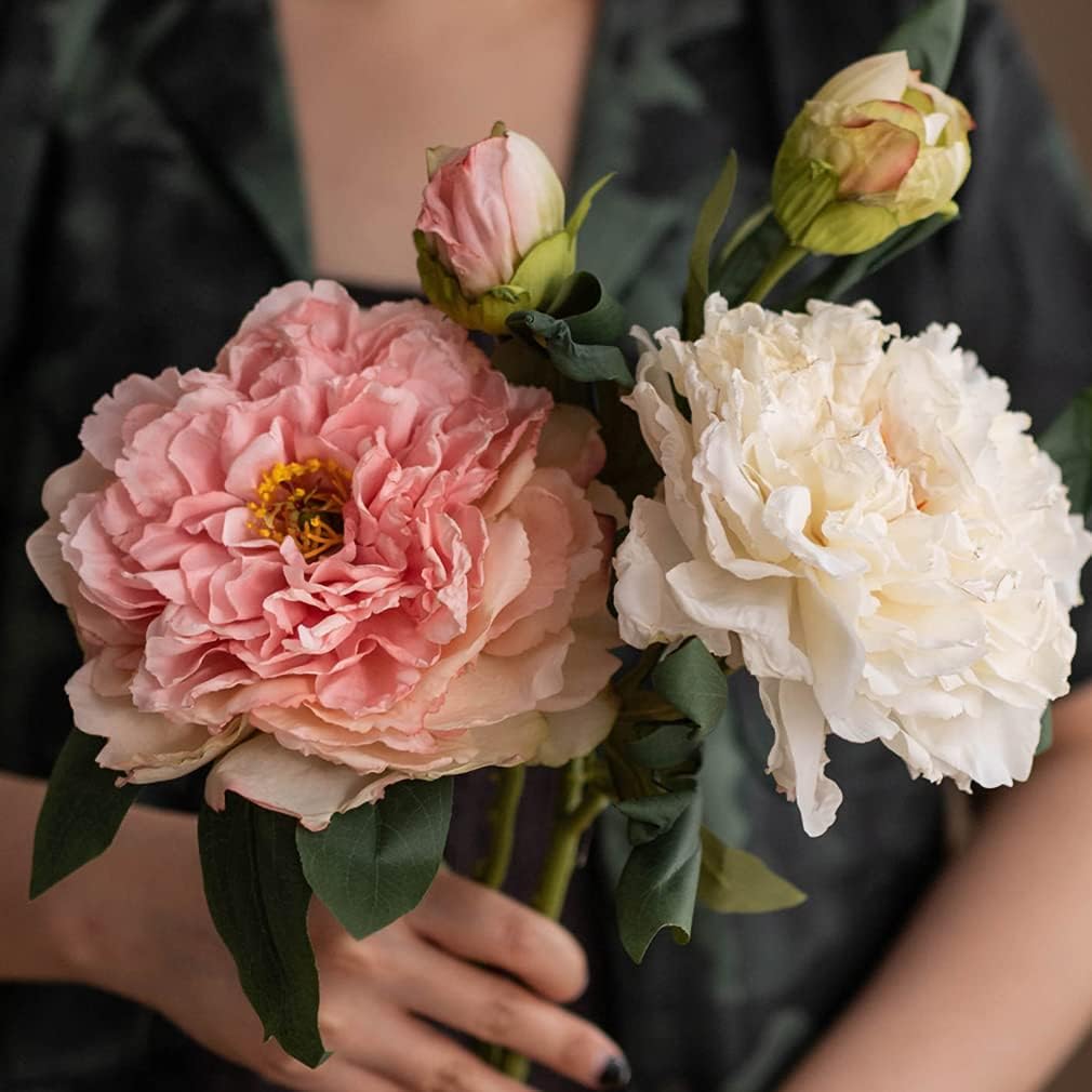 Silk Peony Fake Flowers Vintage Large Long