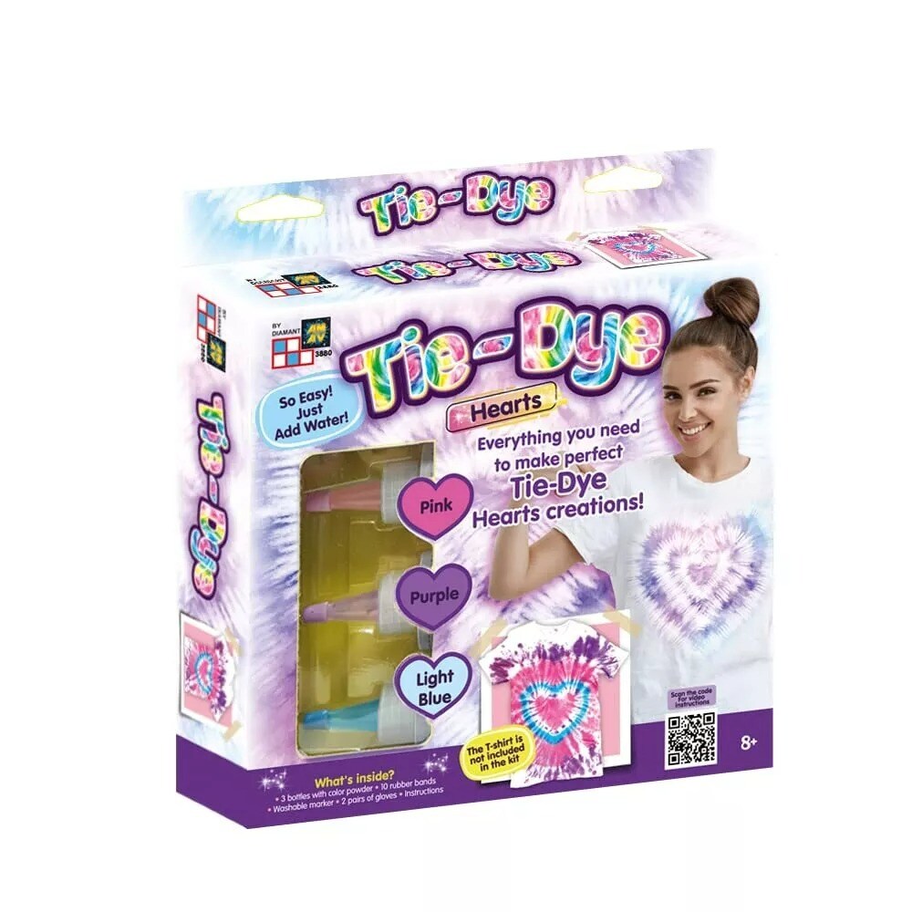 Create Your own Trendy tie-dye Hearts Pattern, Age 6+