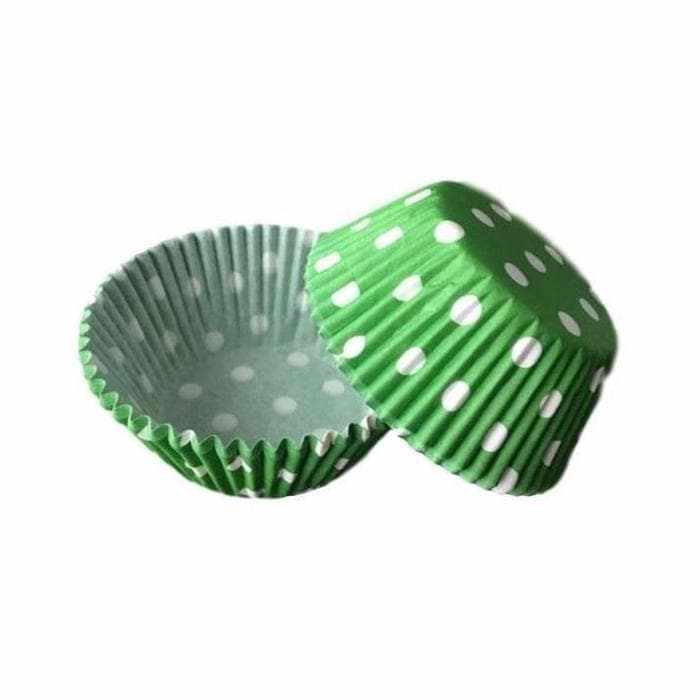Green &#x26; White Polka Dot Standard Size Cupcake Wrappers &#x26; Liners | 25 PC Set