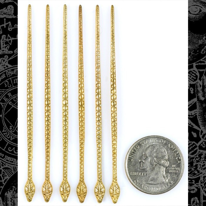 Raw Brass Medium Thin Snake Findings Wraps - Set of Six - B-W24