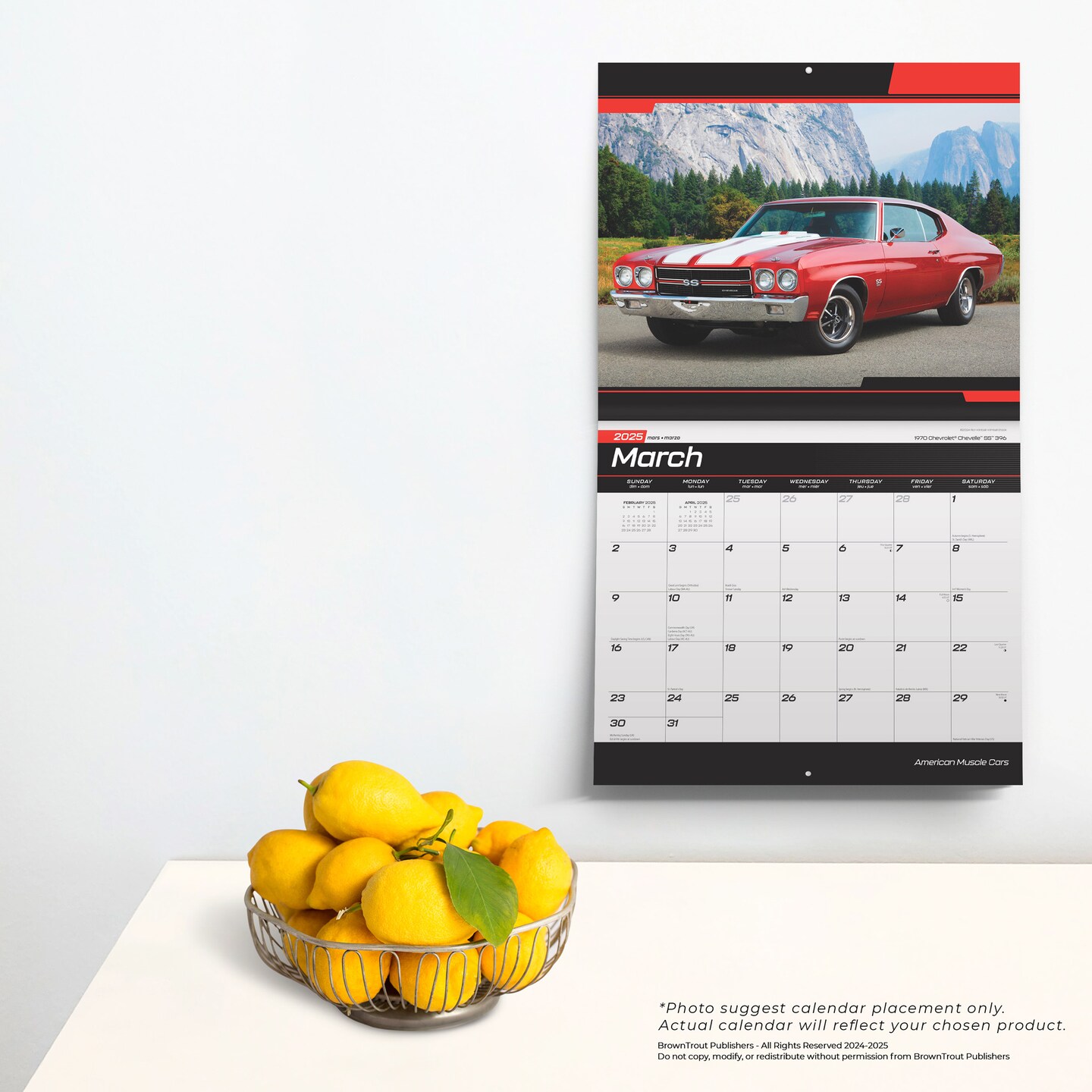 American Muscle Cars OFFICIAL | 2025 14 x 24 Inch Monthly Deluxe Wall Calendar | Foil Stamped Cover | Plastic-Free | BrownTrout | Racing Ford Chevrolet Chrysler Oldsmobile Pontiac